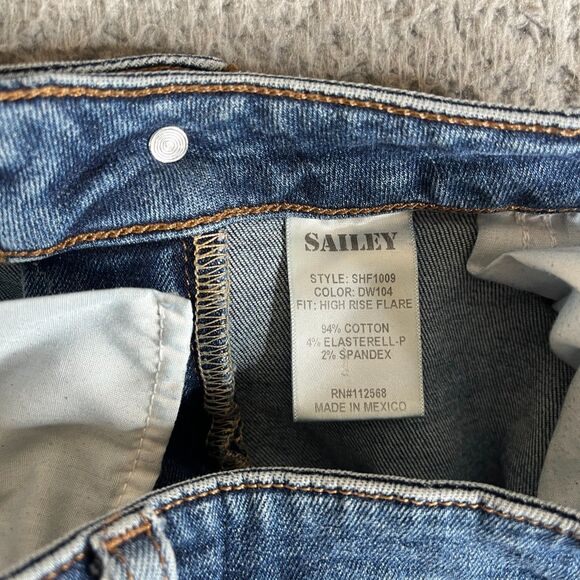 Wide Leg Flare Jeans Womens 31 Blue Distressed Stretch  Mid Rise 30x32 Sailey - Picture 6 of 13